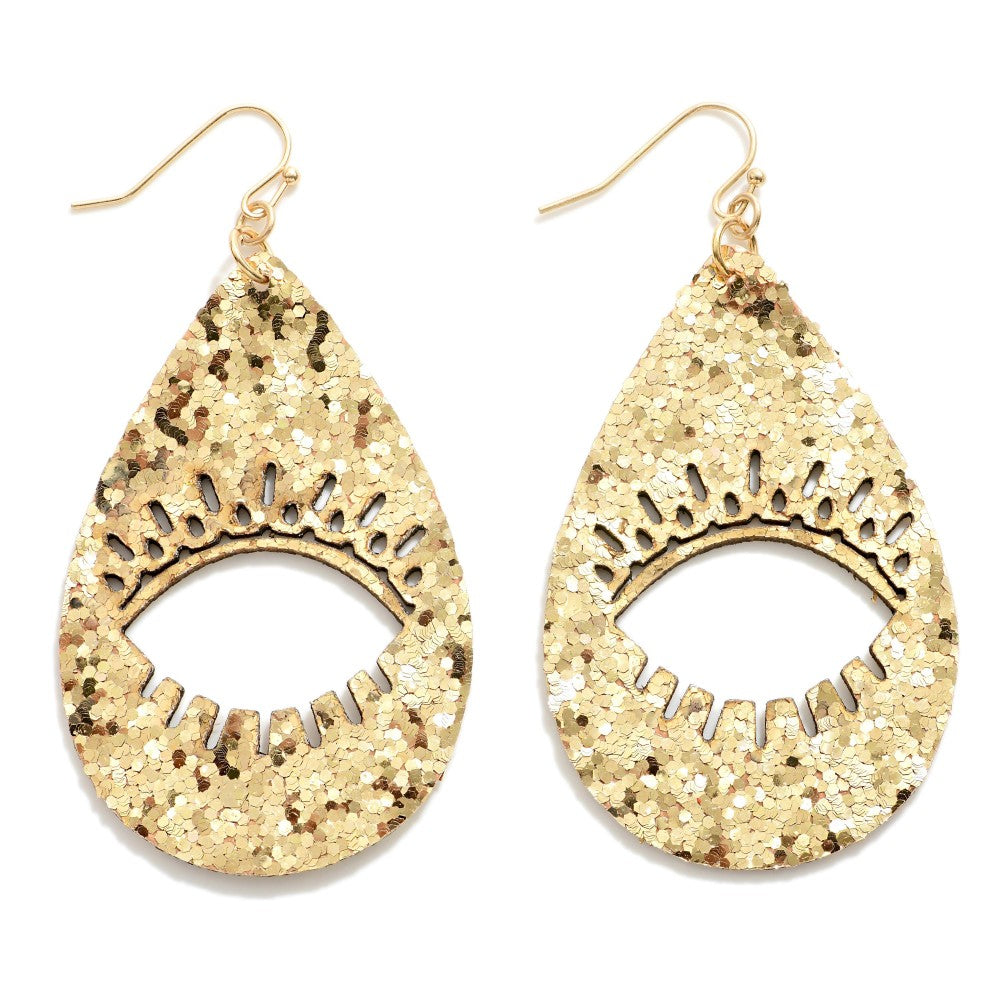 Glitter Teardrop Earring With Eyelash Outline