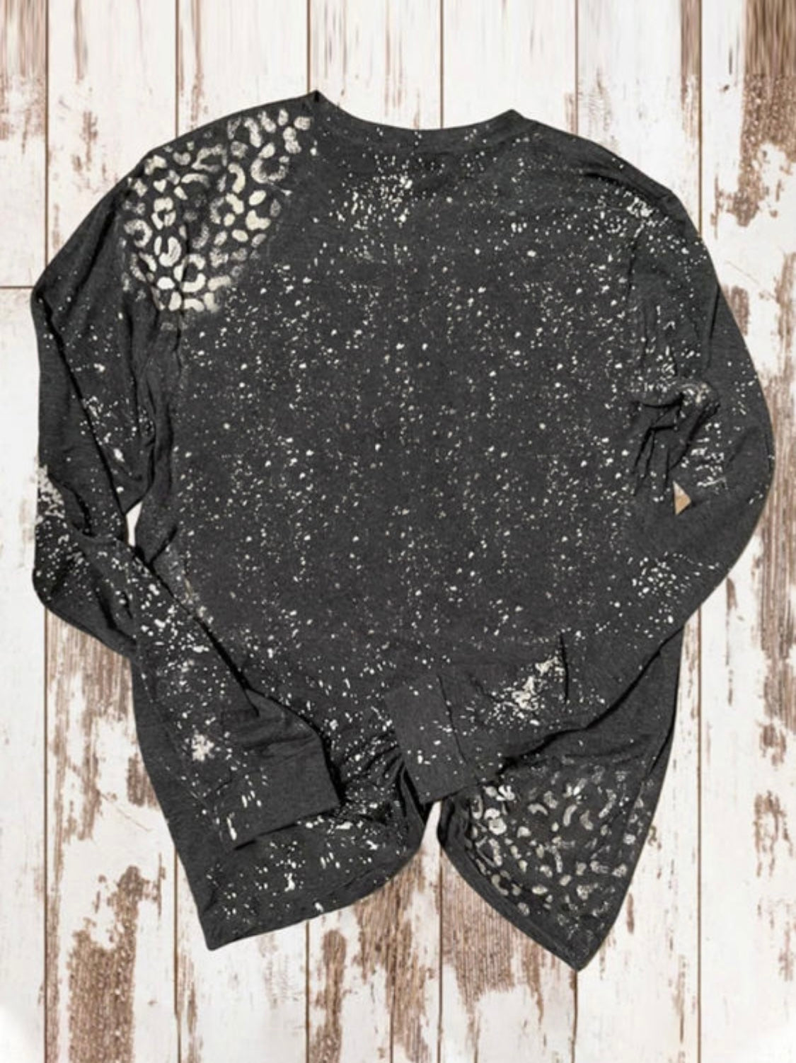 Black + Leopard Bleach Printed TOUCHDOWN Long Sleeve