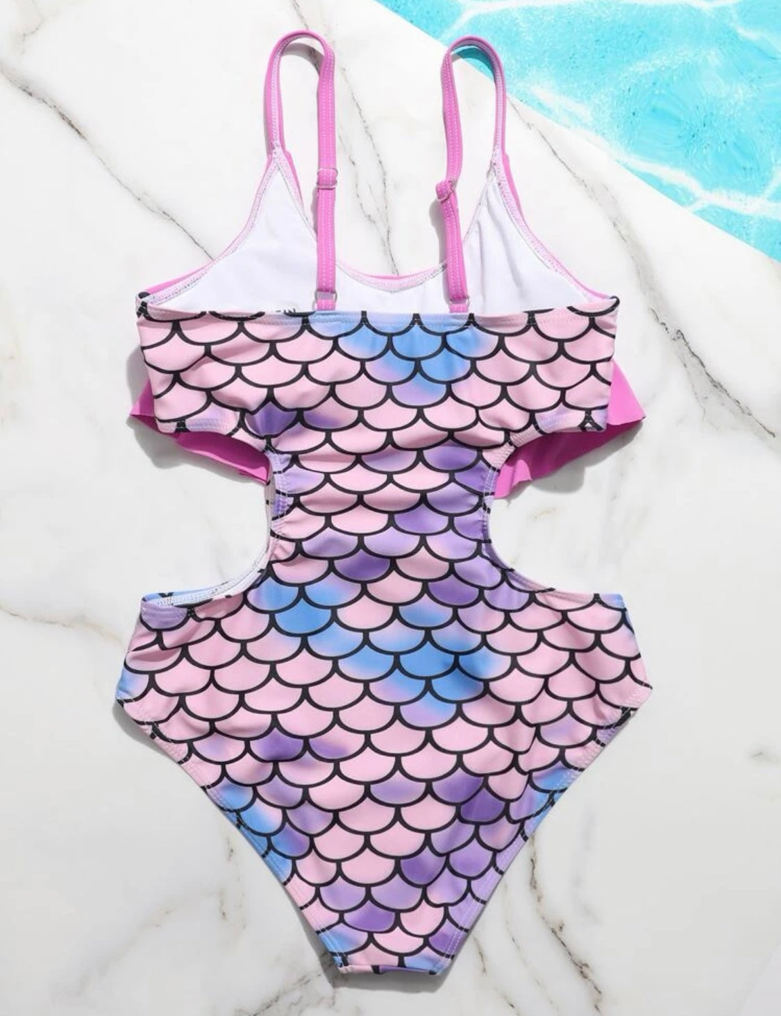 Girls One Piece Mermaid Swimsuit (7y-14)