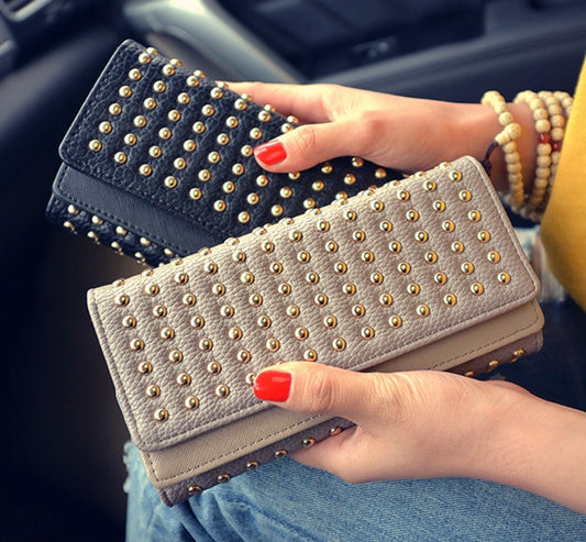 Fashion Stud Rivet  Double Cover Wallet