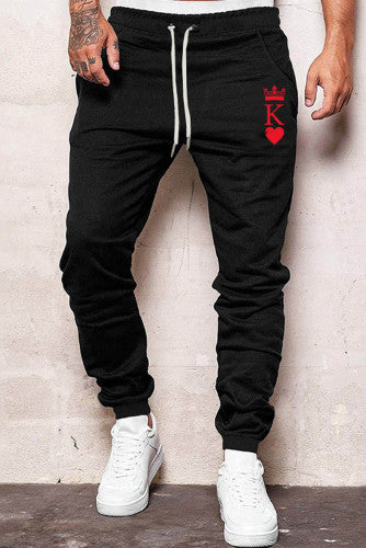 Black Crown K Heart Graphic Men Sweatpants