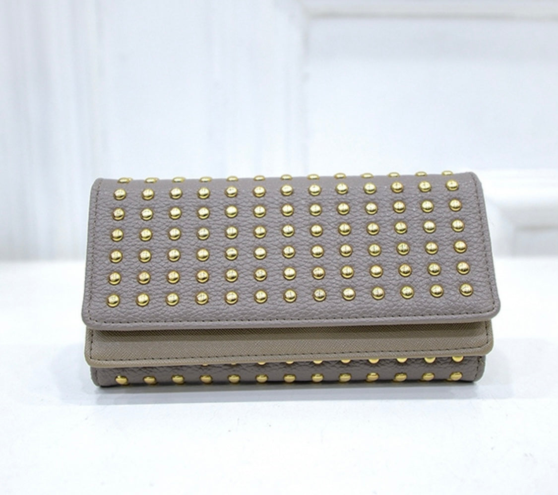 Fashion Stud Rivet Double Cover Wallet