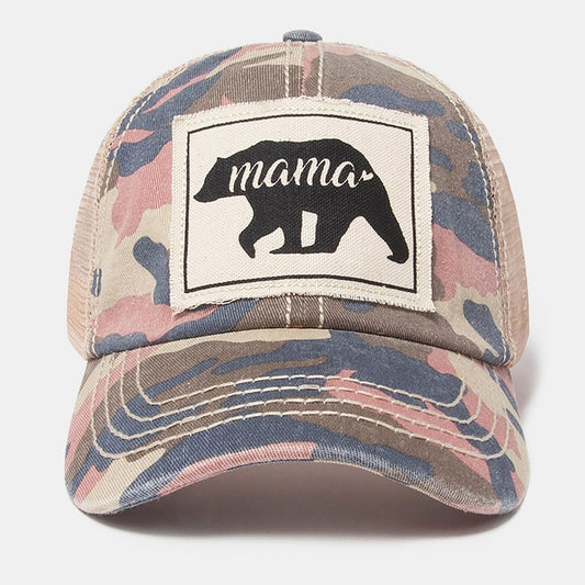 Camo Mama Bear Baseball Cap- Olive or Pink