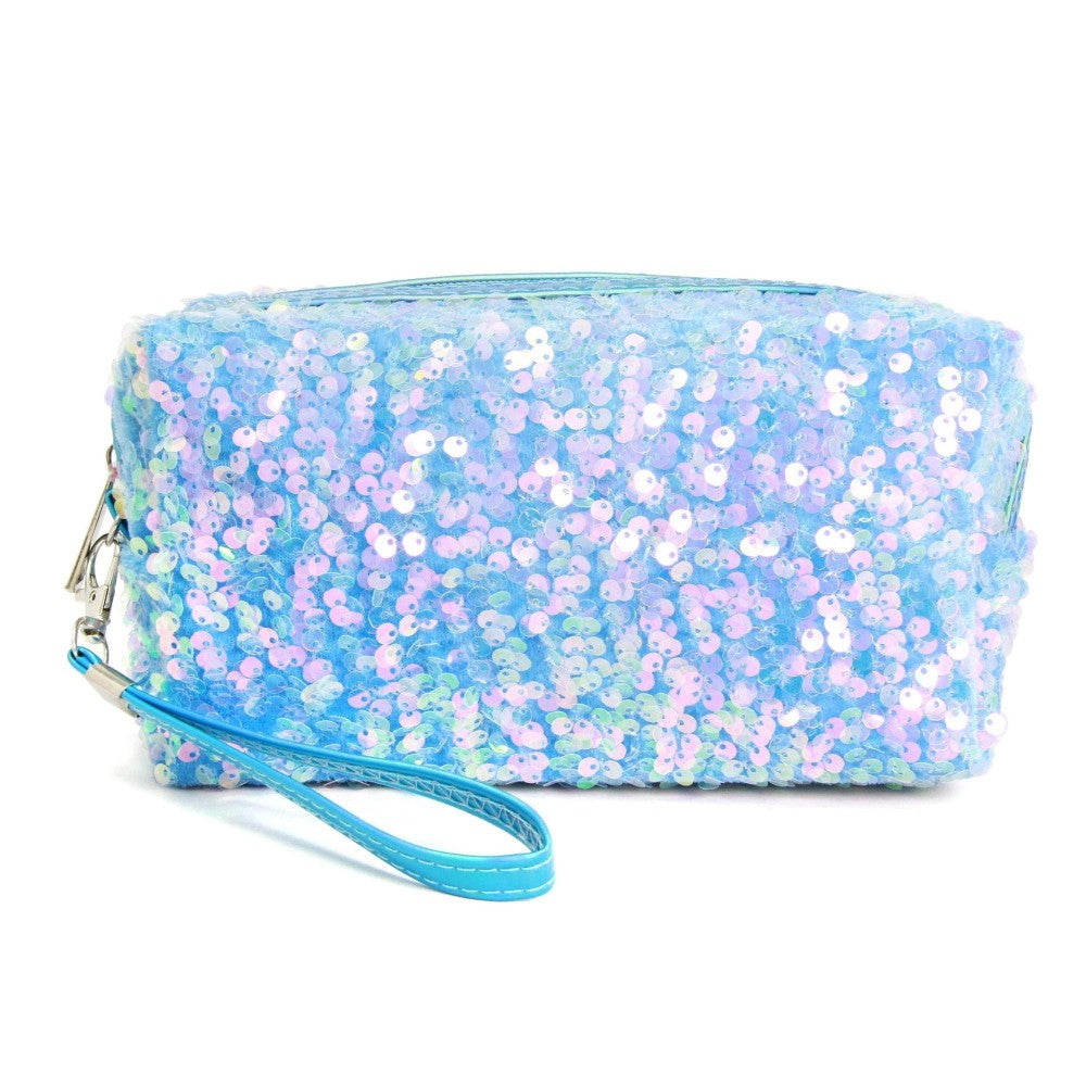 Sequin Travel Pouch with Detachable Wristlet
