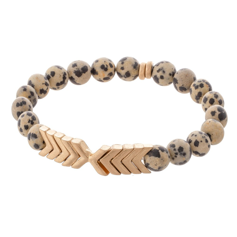 Semi Precious Beaded Arrow Stretch Bracelets-multiple colors