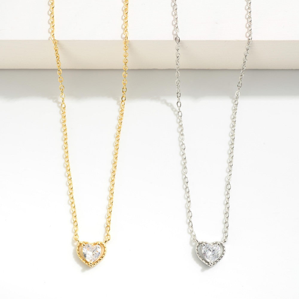 Cubic Zirconia Heart Necklace