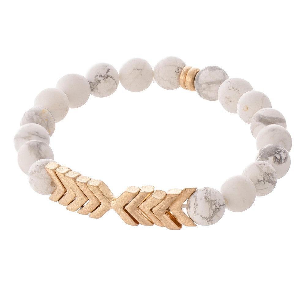 Semi Precious Beaded Arrow Stretch Bracelets-multiple colors