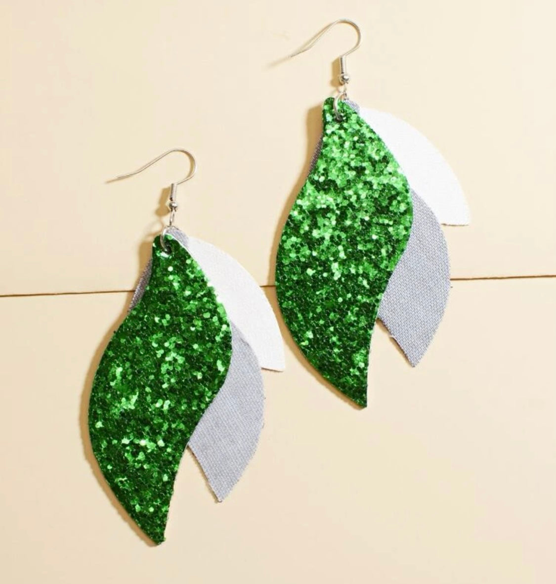 Triple Curvy Layered Glitter Earrings