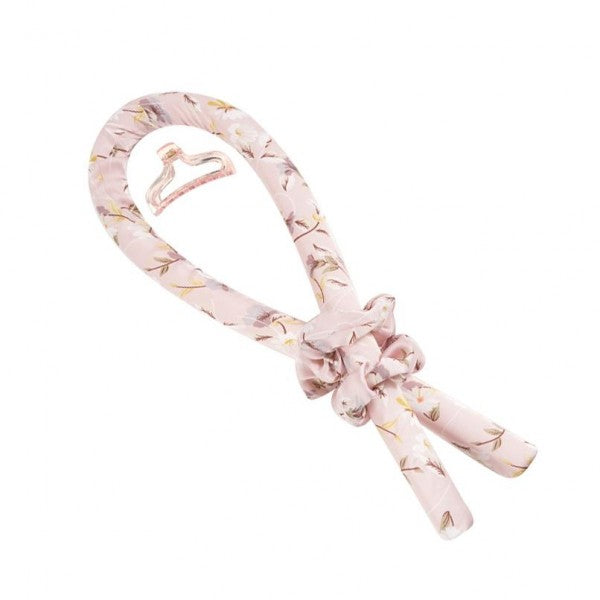 Floral Print Satin Heatless Hair Curler Set