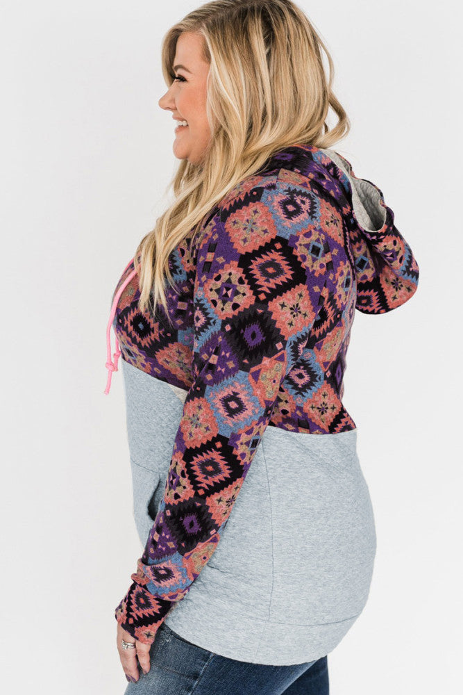 Made You Look Aztec Hoodie- Curvy