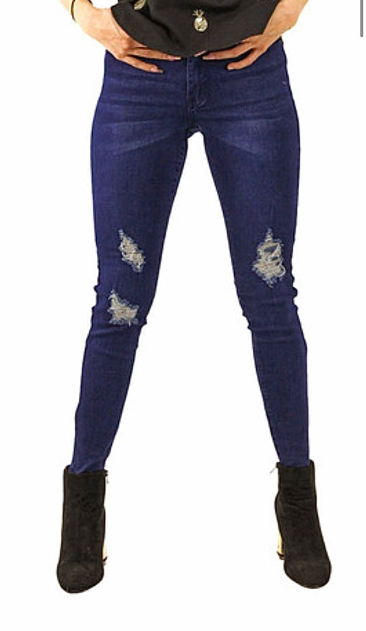 Ripped Skinny High Waisted Indigo Jeans