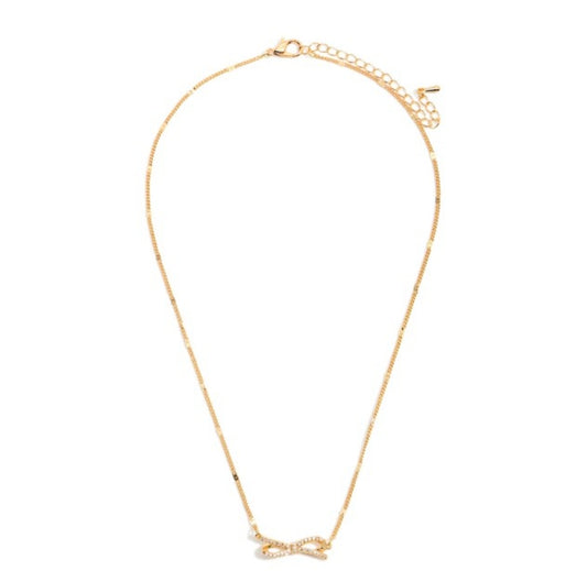 Dainty Short Cubic Zirconia Bow Necklace
