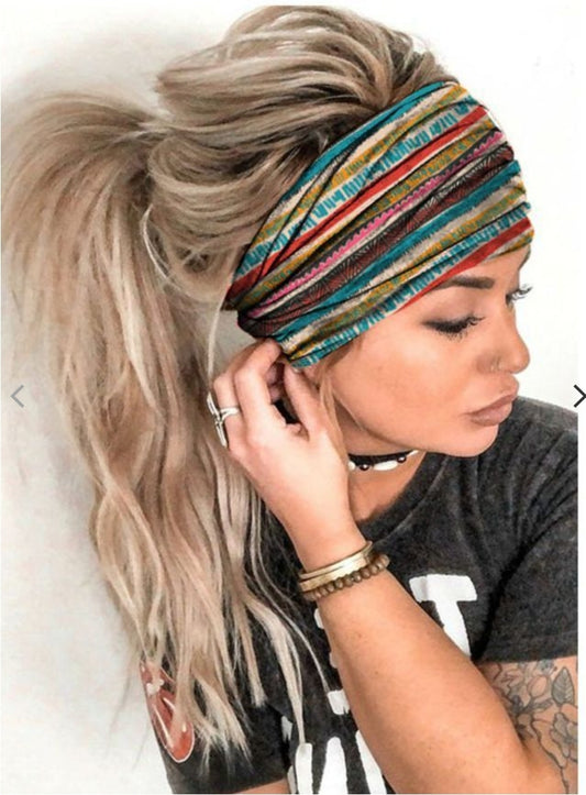 Printed Yoga Sports Wide Headband Headgear