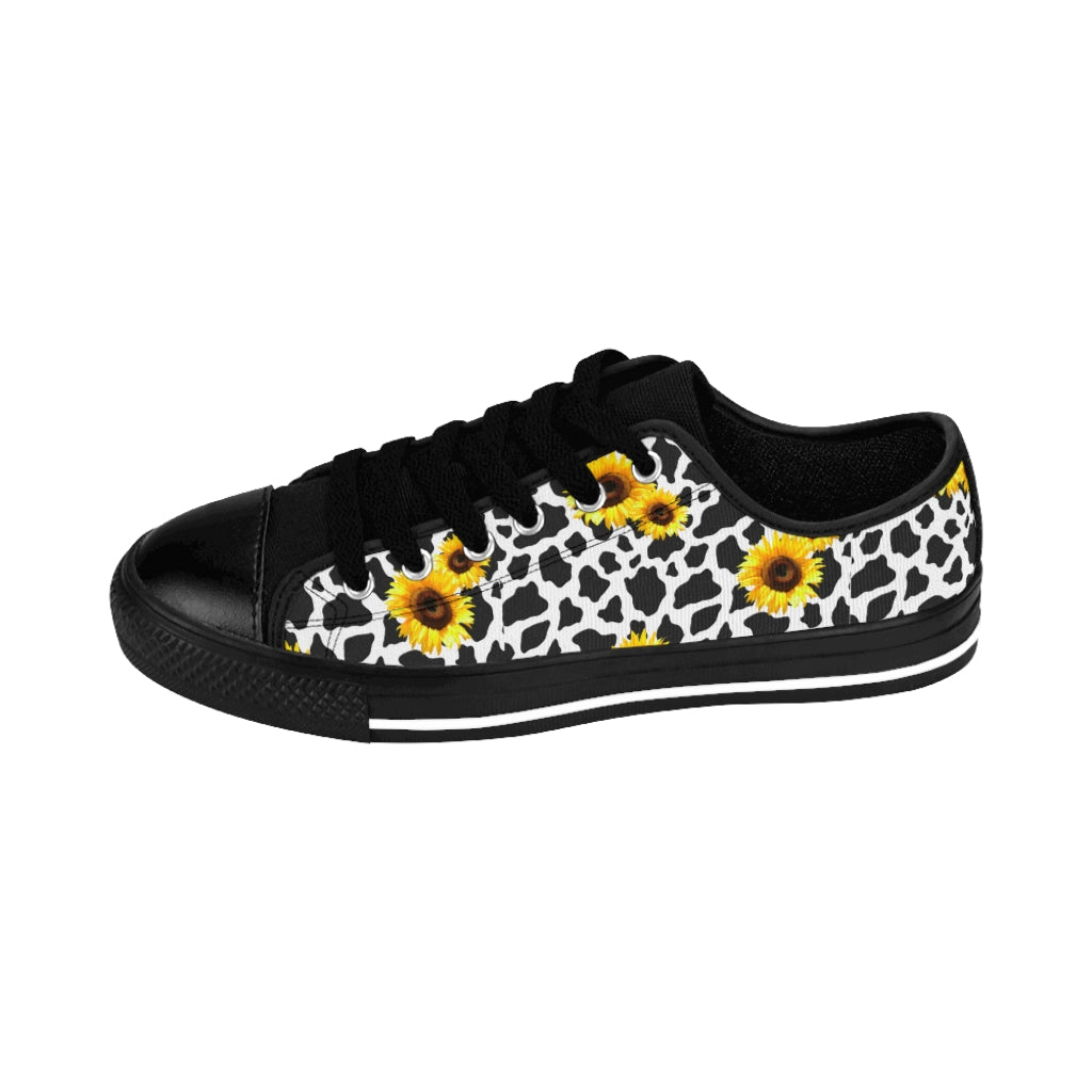 Sunflower Cow Print Low Top Women's Sneakers (available in high tops)