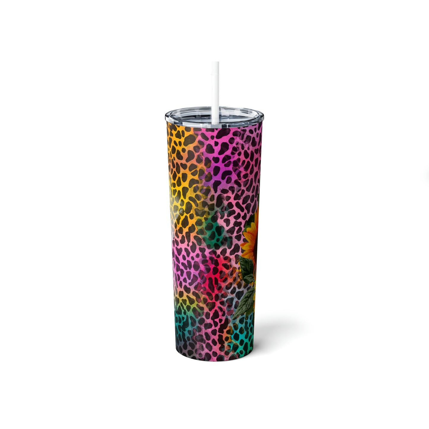 Wild Leopard Custom Photo Skinny Steel Tumbler with Straw, 20oz