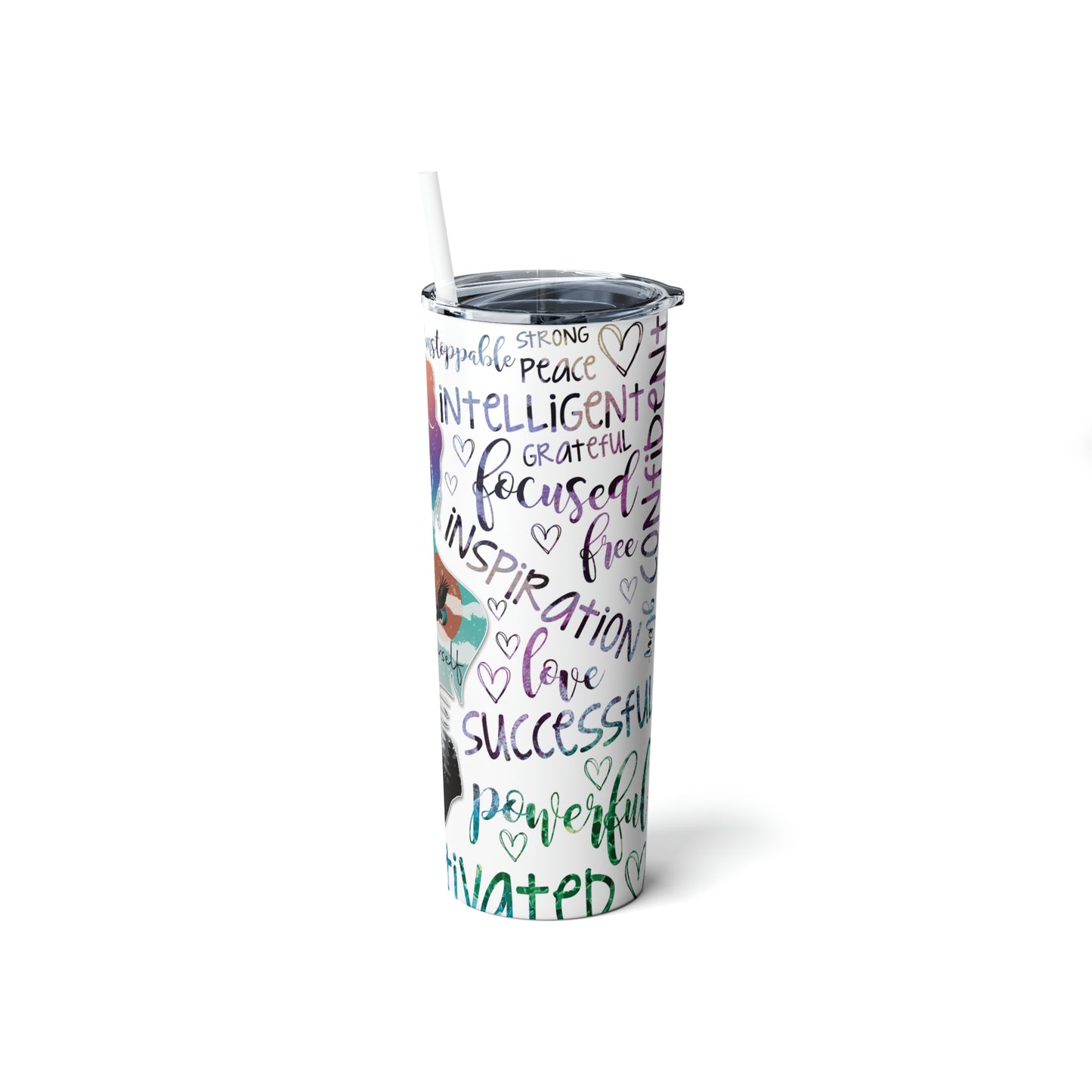 Love Yourself Skinny Steel Tumbler with Straw, 20oz