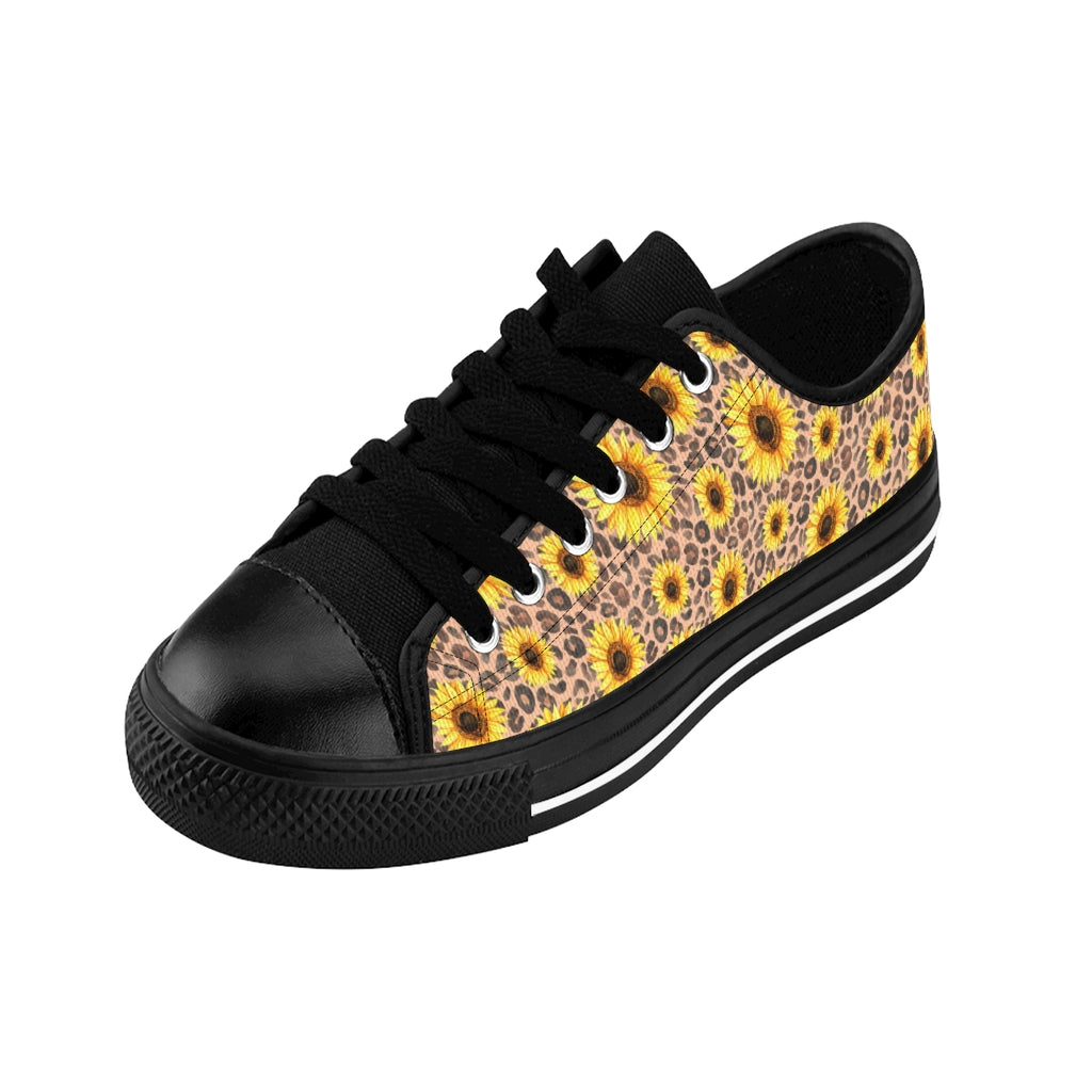 Leopard Print + Sunflowers - Women's Sneakers