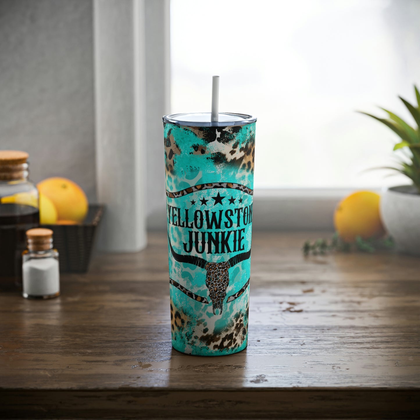 Y Stone Junkie Skinny Steel Tumbler with Straw, 20oz