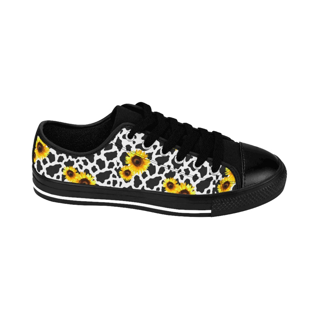 Sunflower Cow Print Low Top Women's Sneakers (available in high tops)