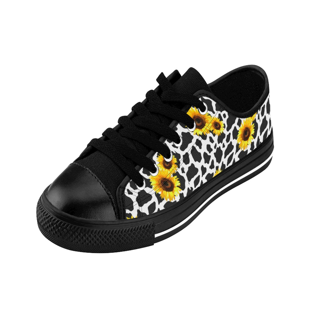 Sunflower Cow Print Low Top Women's Sneakers (available in high tops)