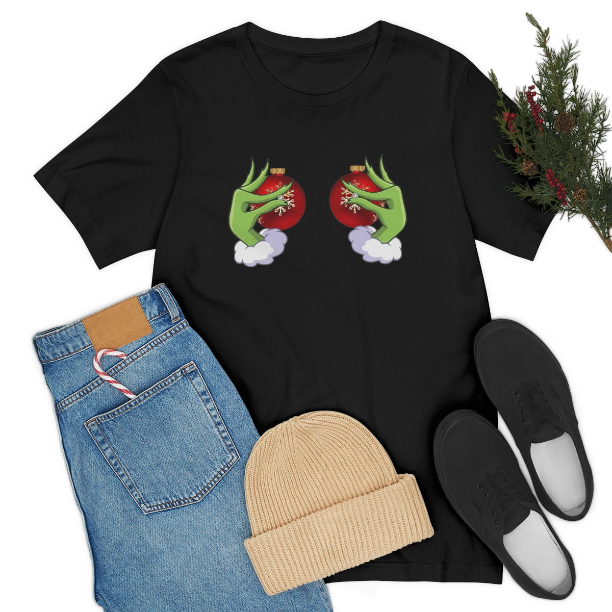 Bella Canvas Grinchy Ornament Hands Unisex Tee