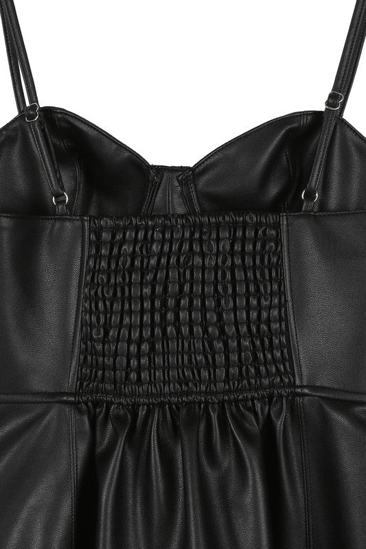 Black Vegan leather bustier mini dress