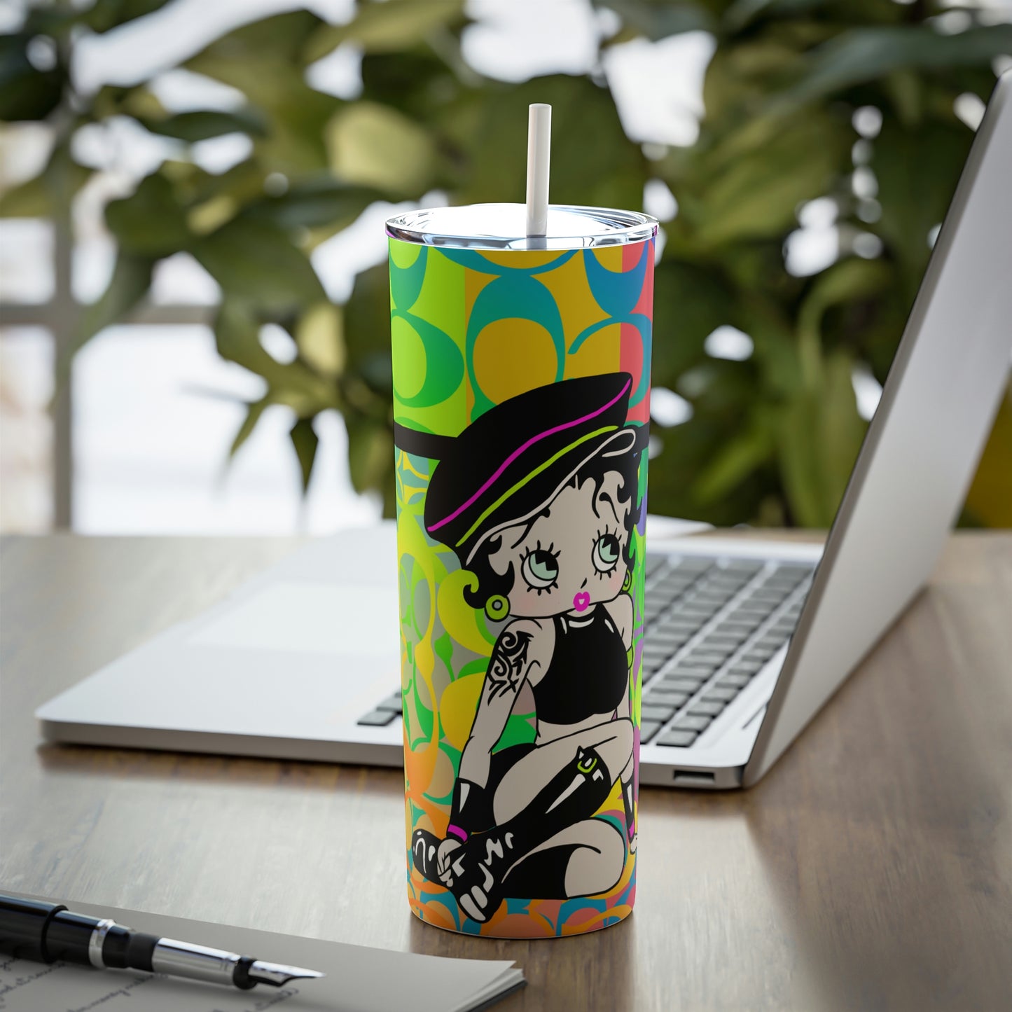 B Boop Skinny Steel Tumbler with Straw, 20oz