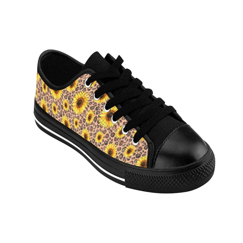 Leopard Print + Sunflowers - Women's Sneakers