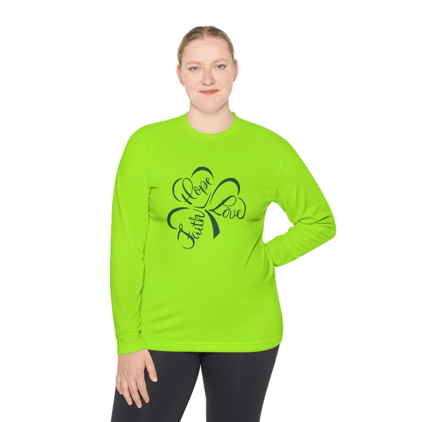 Faith Love Hope Clover Unisex Lightweight Long Sleeve Sport Tee