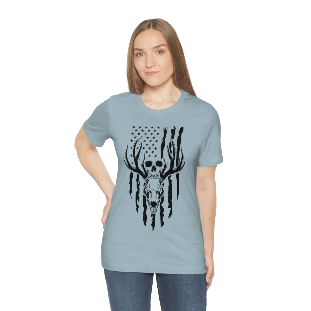 US Deer Skull-Unisex Bella Canvas Jersey Short Sleeve Tee