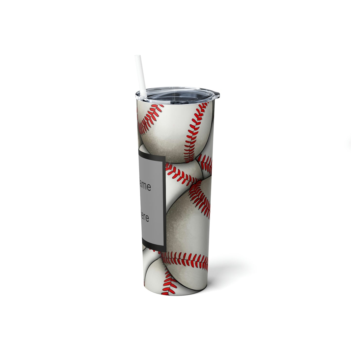 Baseball Team Name or Logo Skinny Steel Tumbler with Straw, 20oz