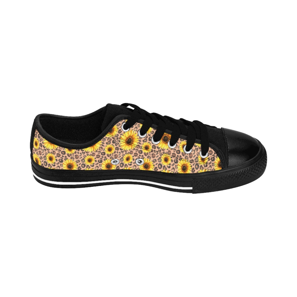 Leopard Print + Sunflowers - Women's Sneakers