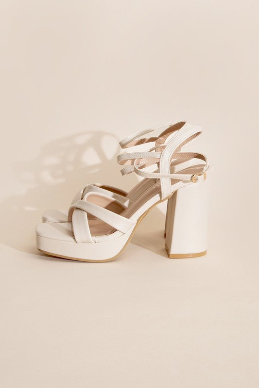 SODA VALOR CROSS ANKLE STRAP HEELS