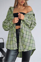 Plaid Collared Neck Long Sleeve Shirt