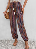 Tassel Printed High Waist Pants