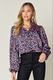 Double Take Full Size Printed Long Sleeve Blouse