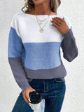 Color Block Boat Neck Sweater