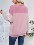 Lovelet Color Block Round Neck Long Sleeve Sweatshirt