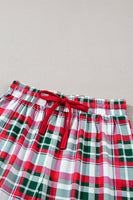 MERRY CHRISTMAS Round Neck Top and Plaid Pants Set