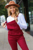 Scarlet High Waist Denim Double Cuff Overalls