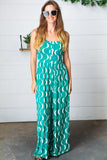Kelly Green Abstract Wave Button Jumpsuit