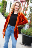 Dazzling Rust Velvet Button Down Tunic Top