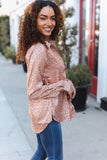 Diva Dreams Neude Animal Print Button Down Lace Shirt Top