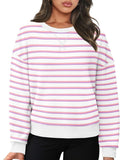 Lovelet Striped Round Neck Long Sleeve Sweatshirt