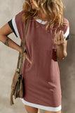 Textured Round Neck Short Sleeve Dress