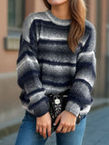 Gradient Round Neck Dropped Shoulder Sweater