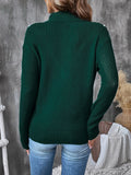 Perfee Contrast Half Zip Long Sleeve Sweater