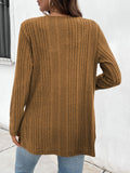 Pocketed Open Front Long Sleeve Cardigan