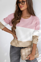 Color Block Waffle Knit Long Sleeve Top