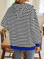 Lovelet Drawstring Striped Long Sleeve Hoodie